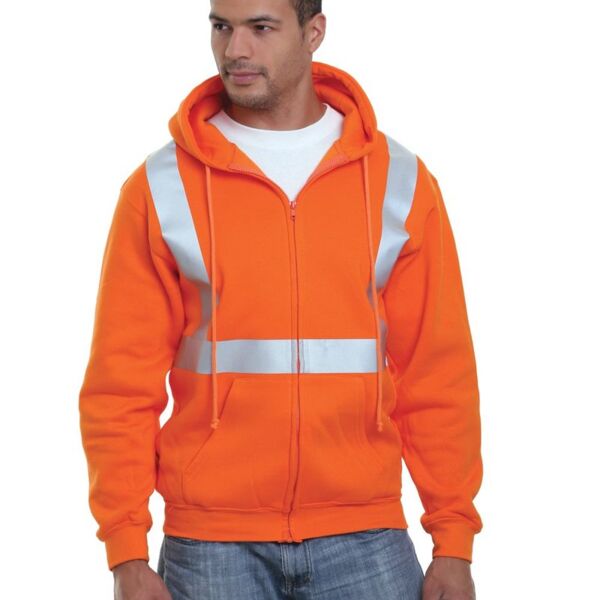 Men's USA-Made Hi-Visibility Full-Zip Hooded Sweatshirt Thumbnail