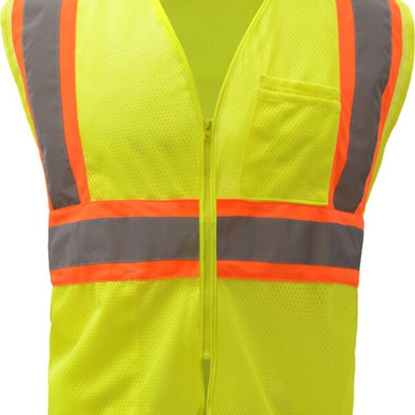 Standard Class 2 Two Tone Mesh Zipper Safety Vest Thumbnail